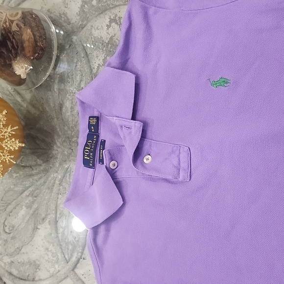Polo Ralph Lauren Purple Polo Shirt with Green Logo S - Picture 3 of 9